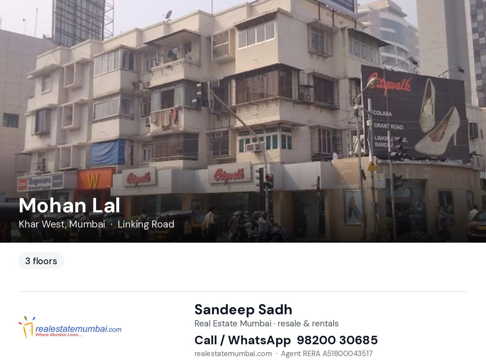 Mohan Lal, Khar West, Mumbai — flats | Real Estate Mumbai, Sandeep Sadh 98200 30685