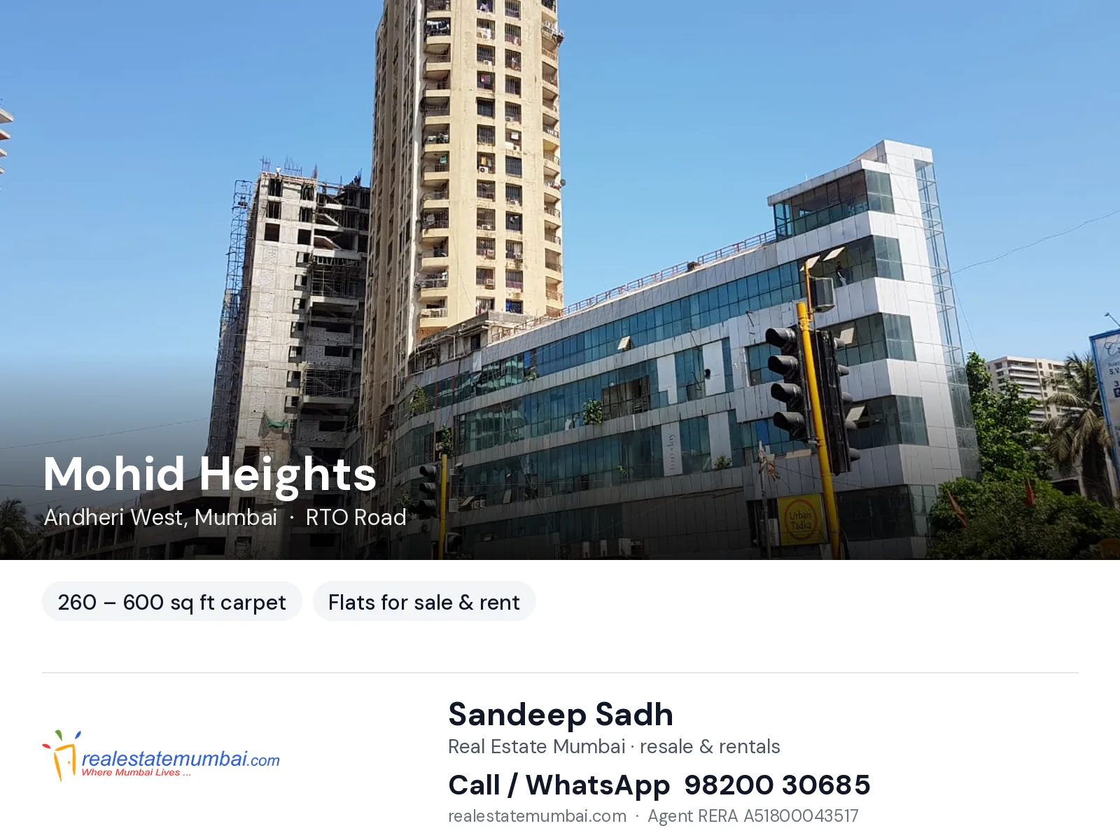 Mohid Heights, Andheri West, Mumbai — flats for sale & rent | Real Estate Mumbai, Sandeep Sadh 98200 30685