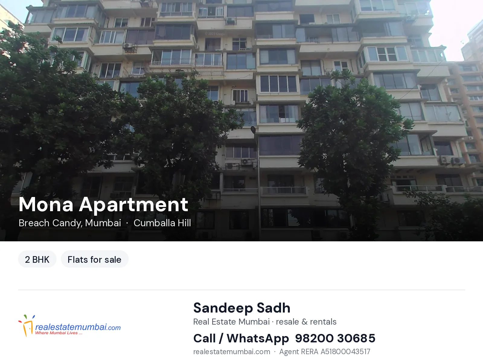 Mona Apartment, Breach Candy, Mumbai — 2 BHK flats for sale | Real Estate Mumbai, Sandeep Sadh 98200 30685
