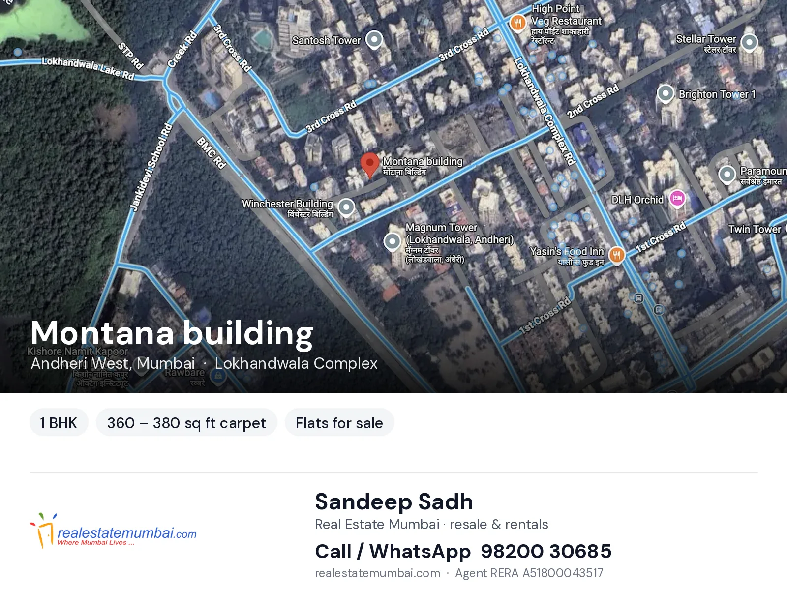 Montana building, Andheri West, Mumbai — 1 BHK flats for sale | Real Estate Mumbai, Sandeep Sadh 98200 30685