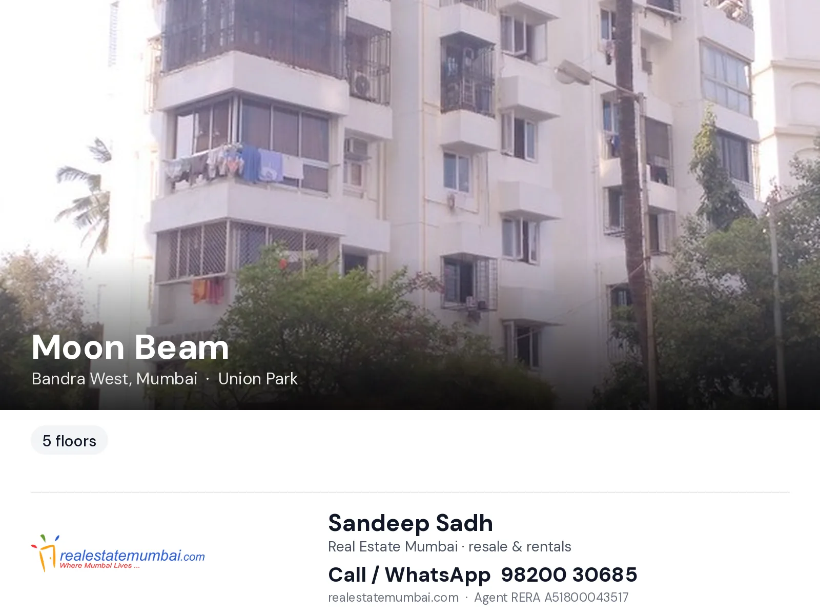 Moon Beam, Bandra West, Mumbai — flats | Real Estate Mumbai, Sandeep Sadh 98200 30685