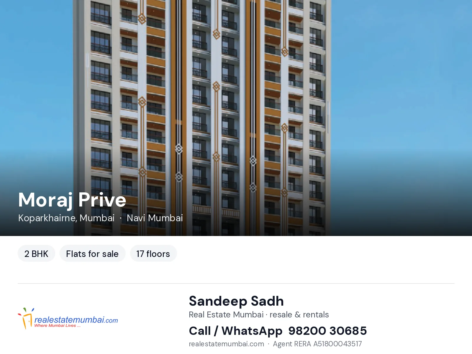 Moraj Prive, Koparkhairne, Mumbai — 2 BHK flats for sale | Real Estate Mumbai, Sandeep Sadh 98200 30685