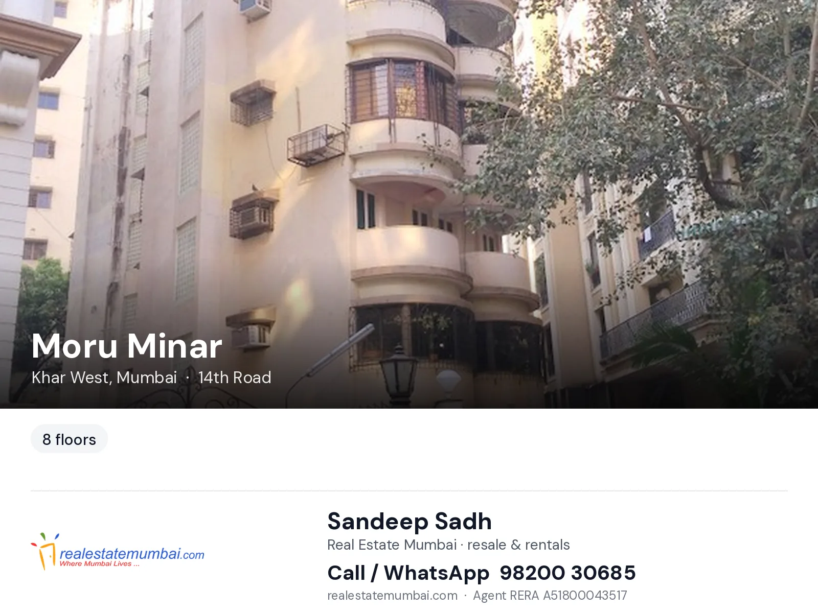 Moru Minar, Khar West, Mumbai — flats | Real Estate Mumbai, Sandeep Sadh 98200 30685