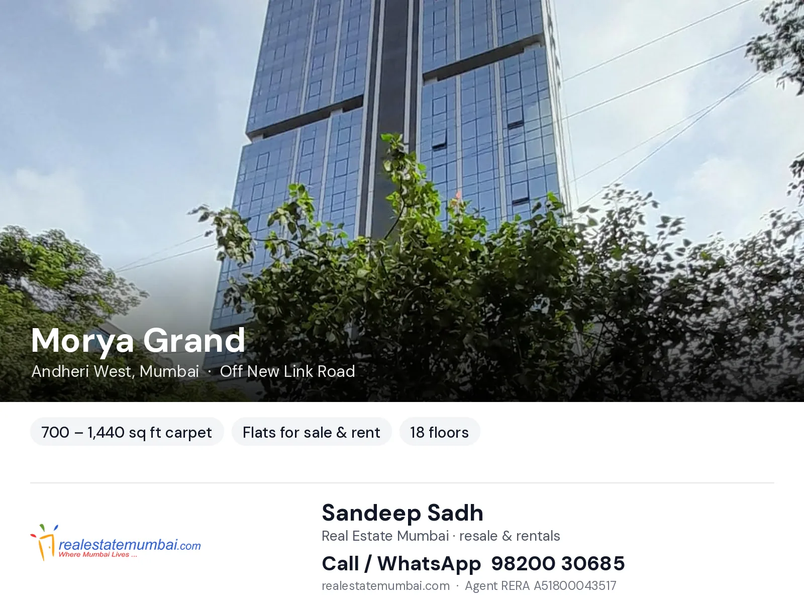 Morya Grand, Andheri West, Mumbai — flats for sale & rent | Real Estate Mumbai, Sandeep Sadh 98200 30685