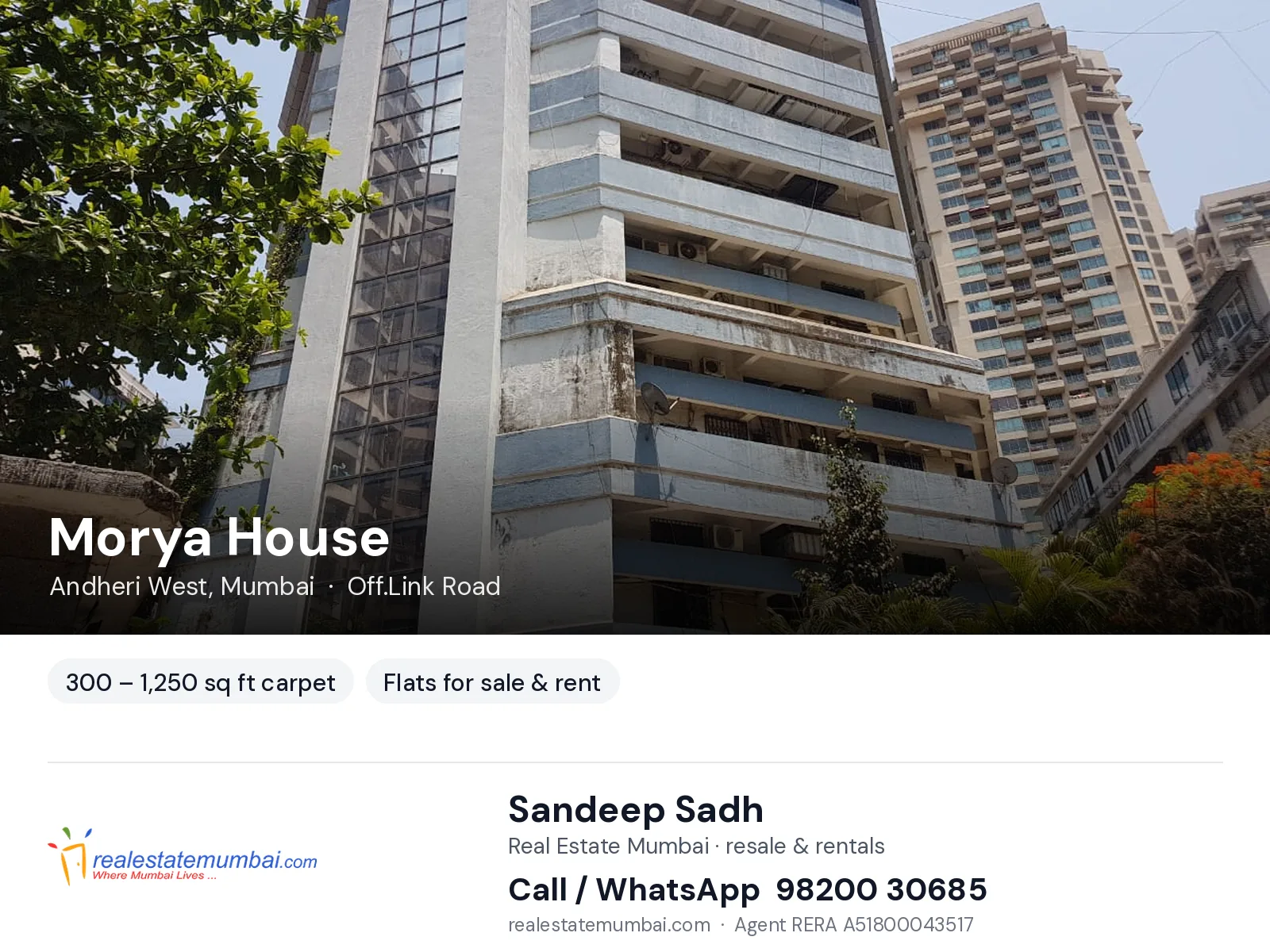 Morya House, Andheri West, Mumbai — flats for sale & rent | Real Estate Mumbai, Sandeep Sadh 98200 30685