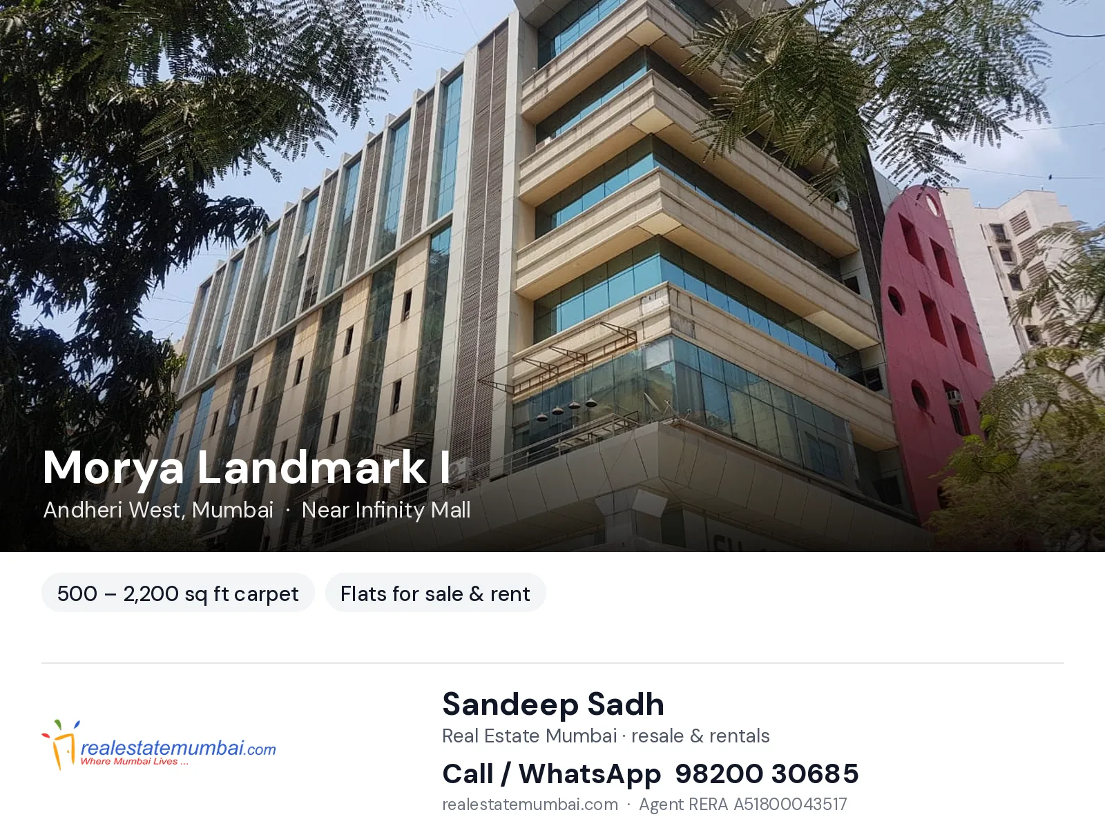 Morya Landmark I, Andheri West, Mumbai — flats for sale & rent | Real Estate Mumbai, Sandeep Sadh 98200 30685
