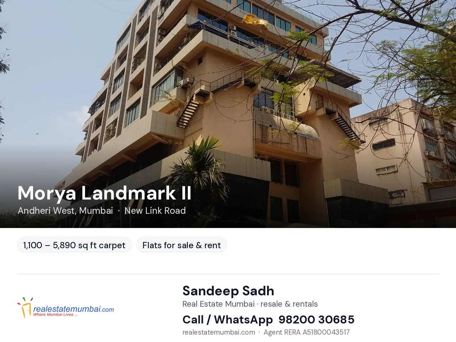 Morya Landmark II, Andheri West, Mumbai — flats for sale & rent | Real Estate Mumbai, Sandeep Sadh 98200 30685