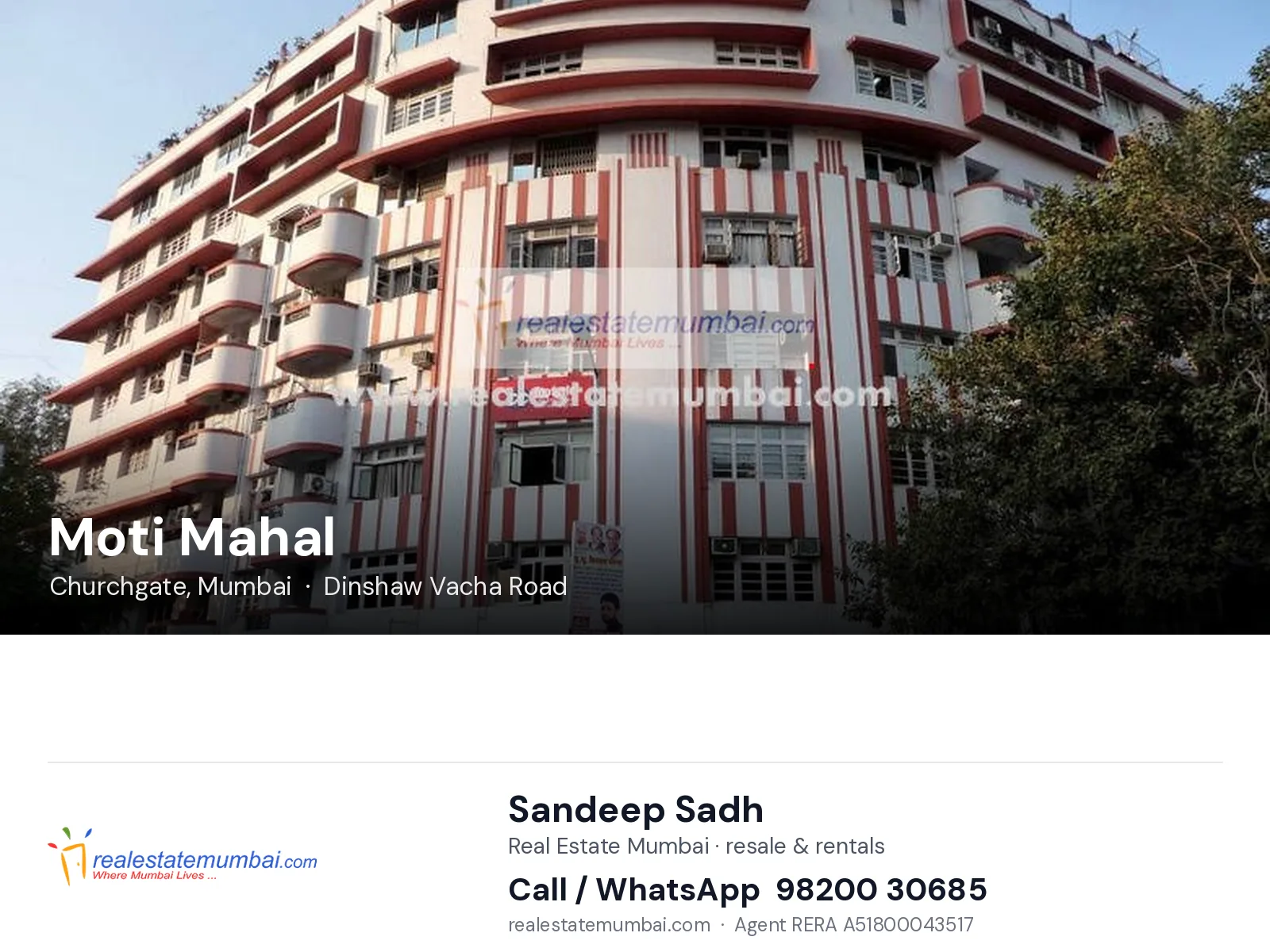 Moti Mahal, Churchgate, Mumbai — flats | Real Estate Mumbai, Sandeep Sadh 98200 30685