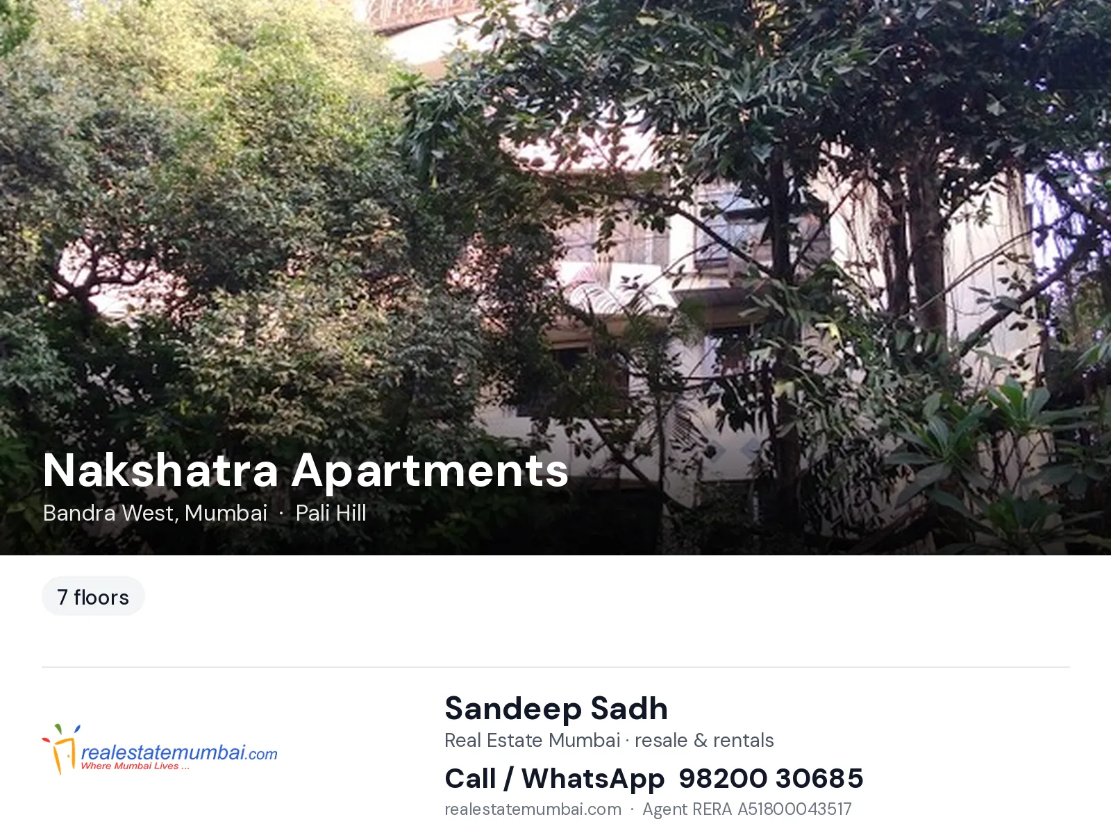 Nakshatra Apartments, Bandra West, Mumbai — flats | Real Estate Mumbai, Sandeep Sadh 98200 30685
