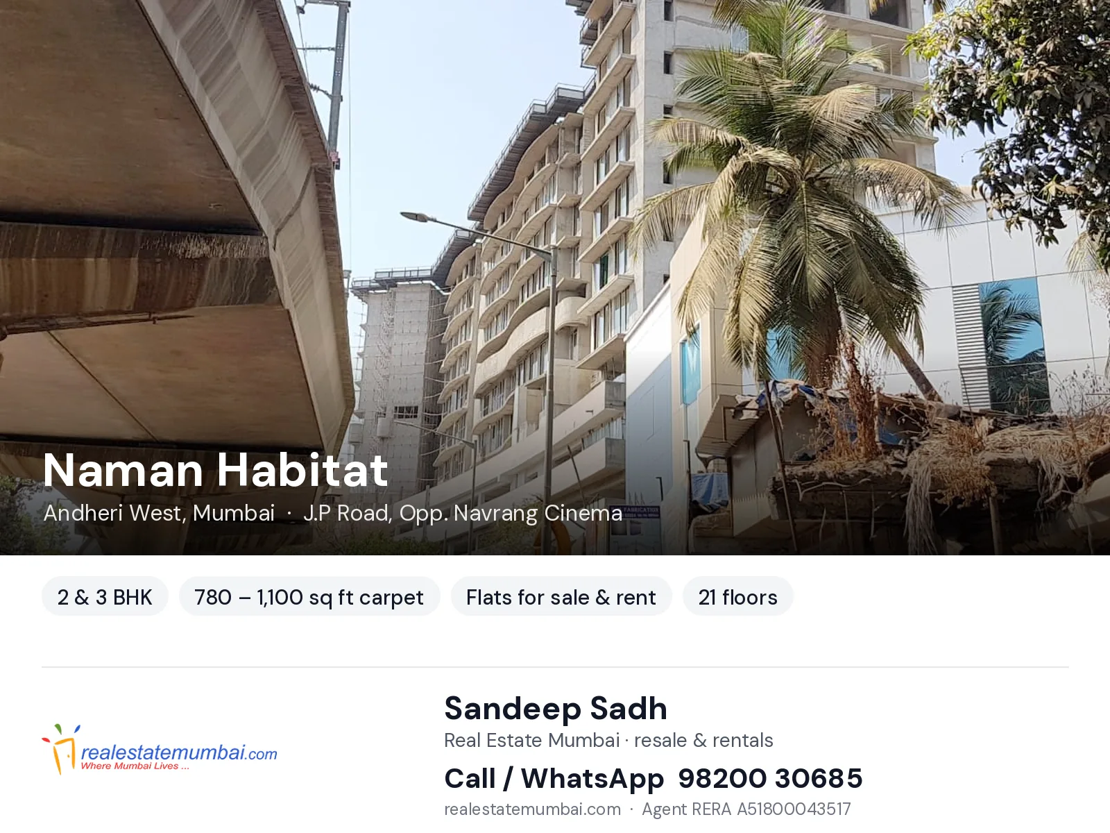 Naman Habitat, Andheri West, Mumbai — 2 & 3 BHK flats for sale & rent | Real Estate Mumbai, Sandeep Sadh 98200 30685