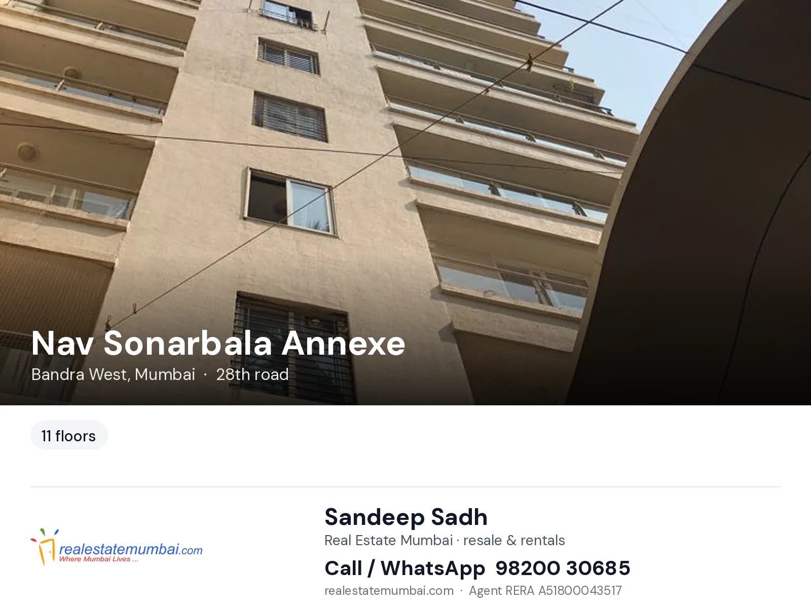 Nav Sonarbala Annexe, Bandra West, Mumbai — flats | Real Estate Mumbai, Sandeep Sadh 98200 30685