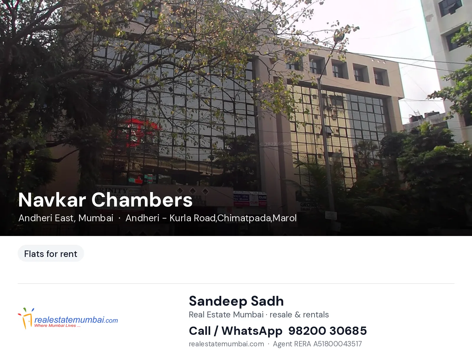 Navkar Chambers, Andheri East, Mumbai — flats for rent | Real Estate Mumbai, Sandeep Sadh 98200 30685
