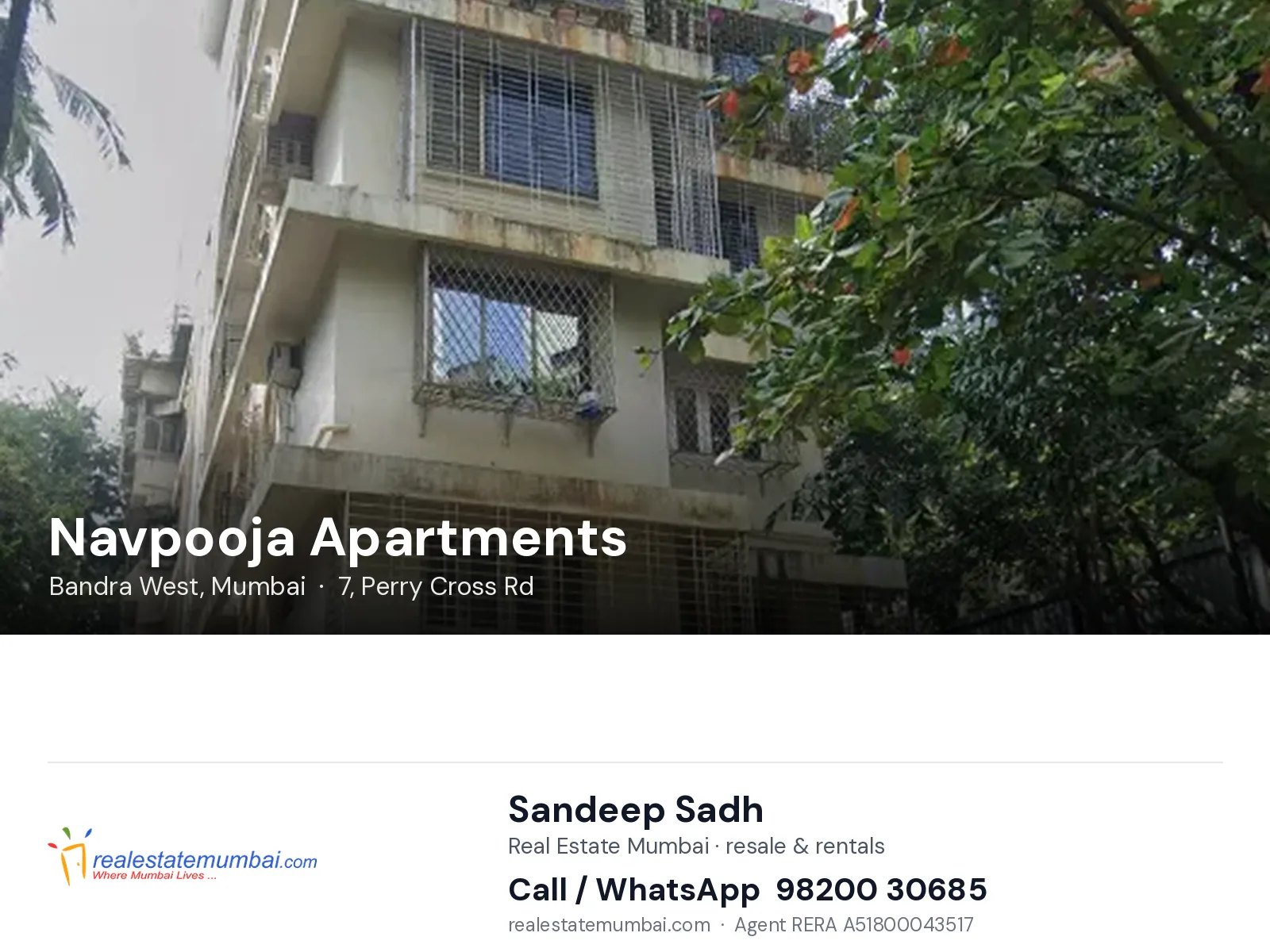 Navpooja Apartments, Bandra West, Mumbai — flats | Real Estate Mumbai, Sandeep Sadh 98200 30685