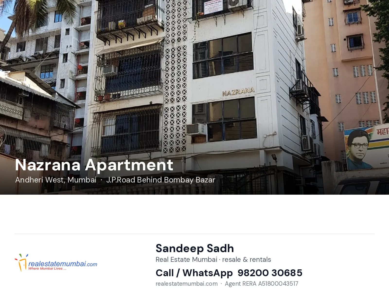 Nazrana Apartment, Andheri West, Mumbai — flats | Real Estate Mumbai, Sandeep Sadh 98200 30685