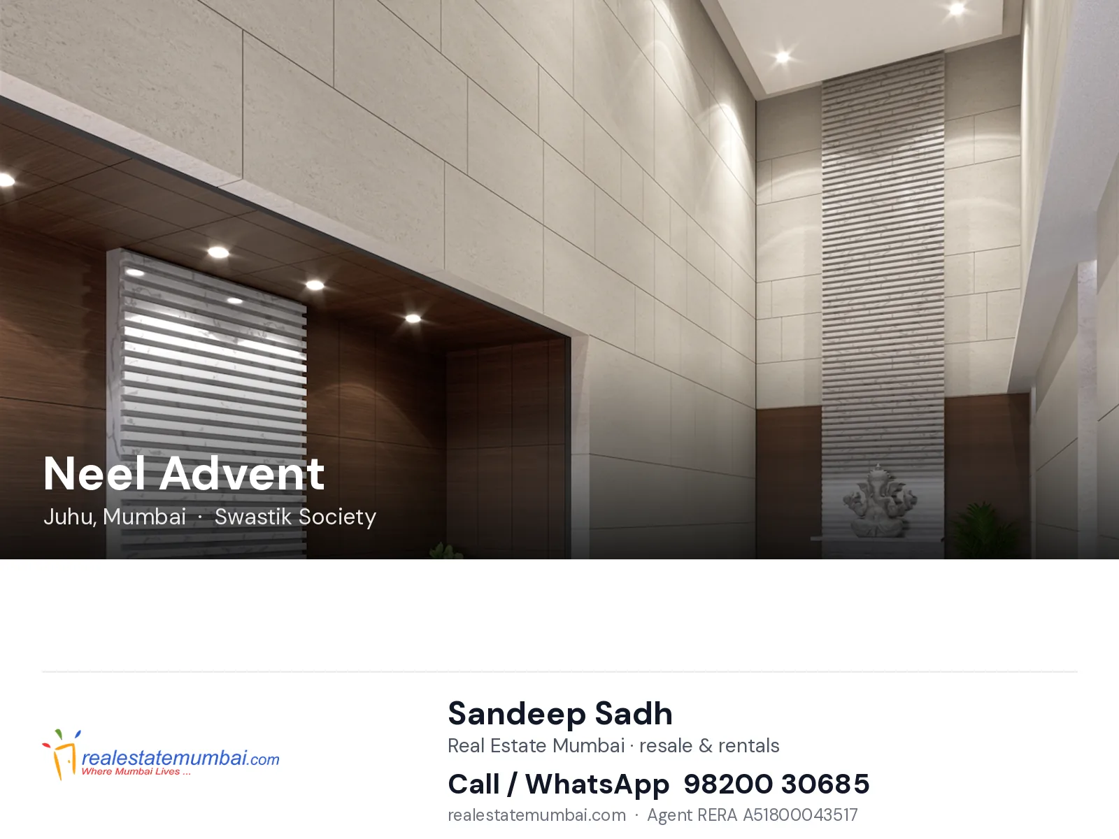 Neel Advent, Juhu, Mumbai — flats | Real Estate Mumbai, Sandeep Sadh 98200 30685