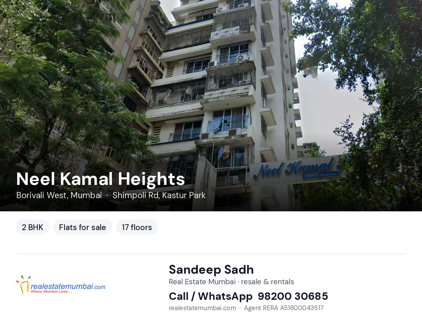Neel Kamal Heights, Borivali West, Mumbai — 2 BHK flats for sale | Real Estate Mumbai, Sandeep Sadh 98200 30685