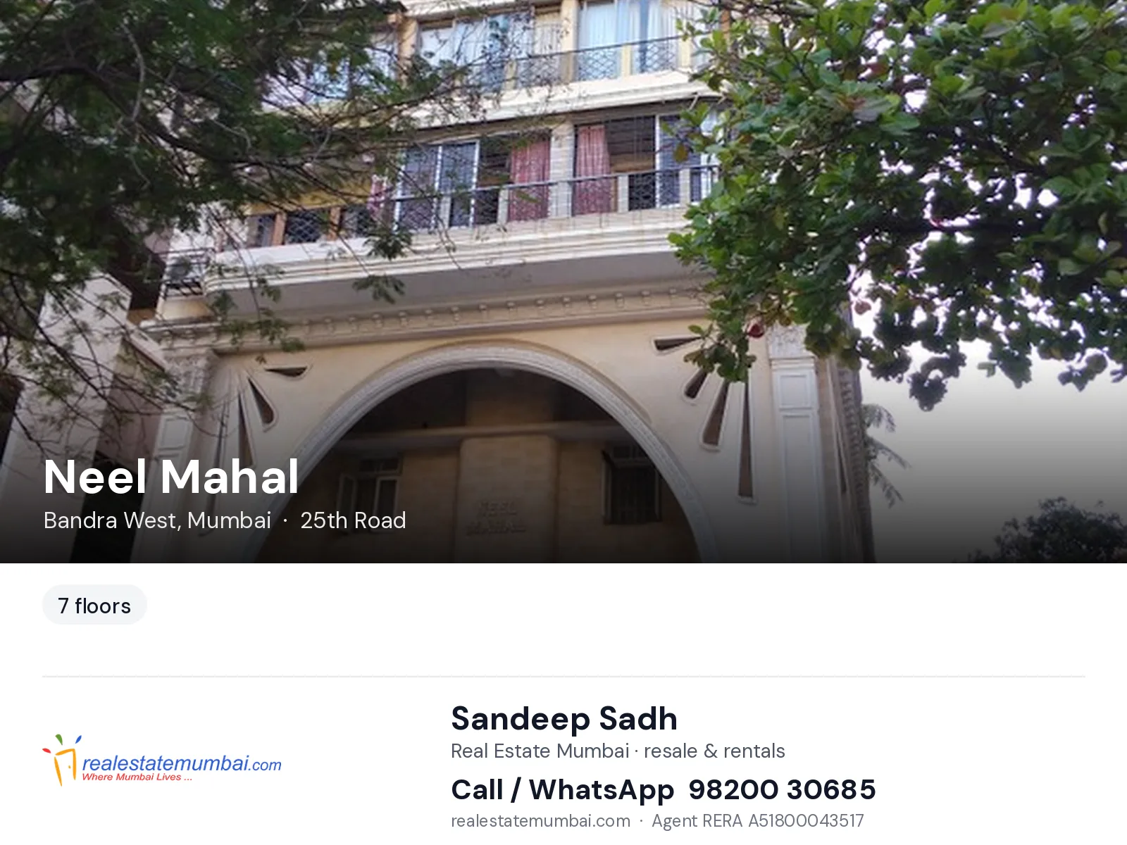 Neel Mahal, Bandra West, Mumbai — flats | Real Estate Mumbai, Sandeep Sadh 98200 30685