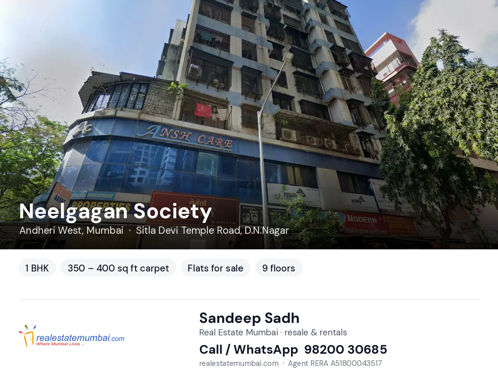 Neelgagan Society, Andheri West, Mumbai — 1 BHK flats for sale | Real Estate Mumbai, Sandeep Sadh 98200 30685