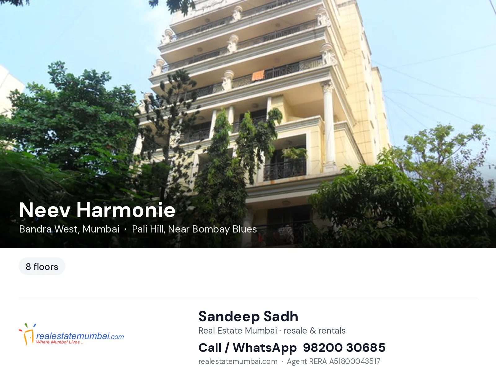 Neev Harmonie, Bandra West, Mumbai — flats | Real Estate Mumbai, Sandeep Sadh 98200 30685