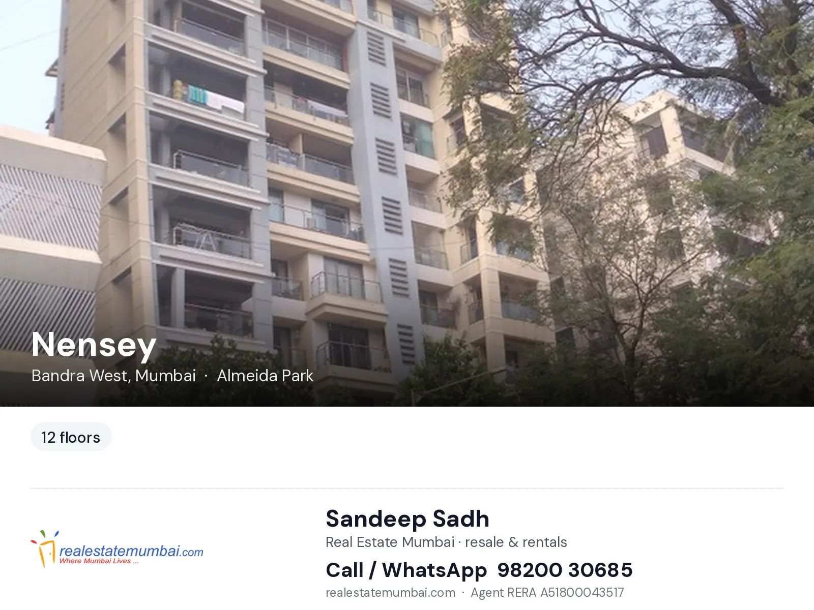 Nensey, Bandra West, Mumbai — flats | Real Estate Mumbai, Sandeep Sadh 98200 30685