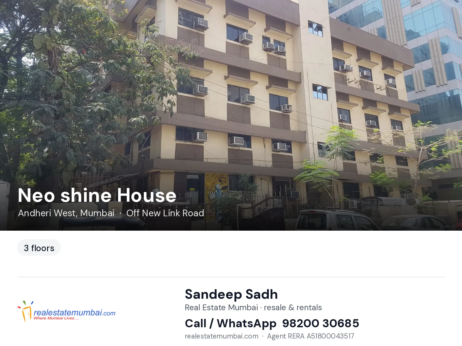 Neo shine House, Andheri West, Mumbai — flats | Real Estate Mumbai, Sandeep Sadh 98200 30685