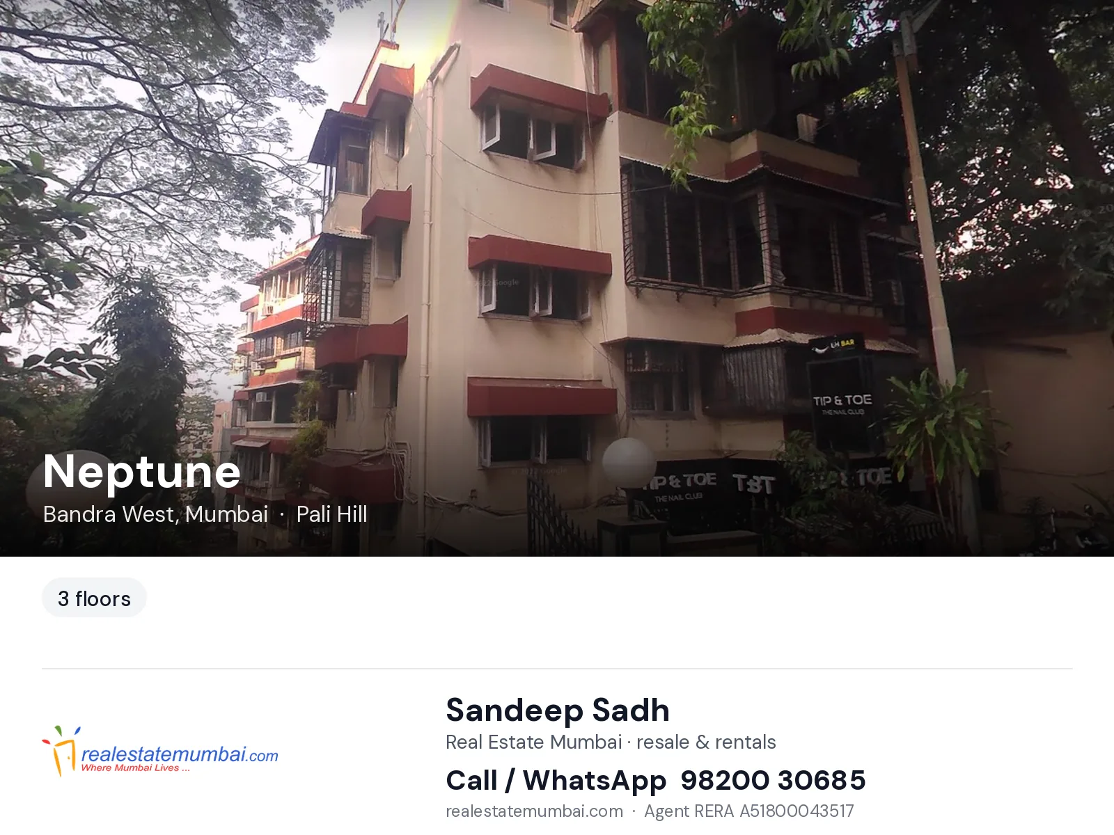 Neptune, Bandra West, Mumbai — flats | Real Estate Mumbai, Sandeep Sadh 98200 30685