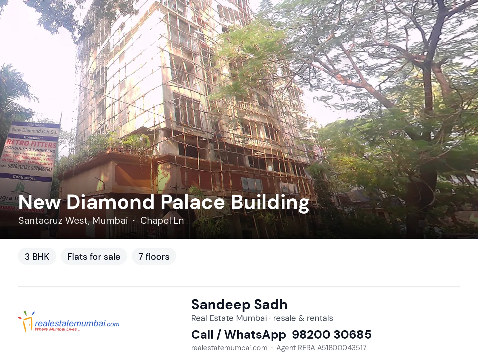New Diamond Palace Building, Santacruz West, Mumbai — 3 BHK flats for sale | Real Estate Mumbai, Sandeep Sadh 98200 30685