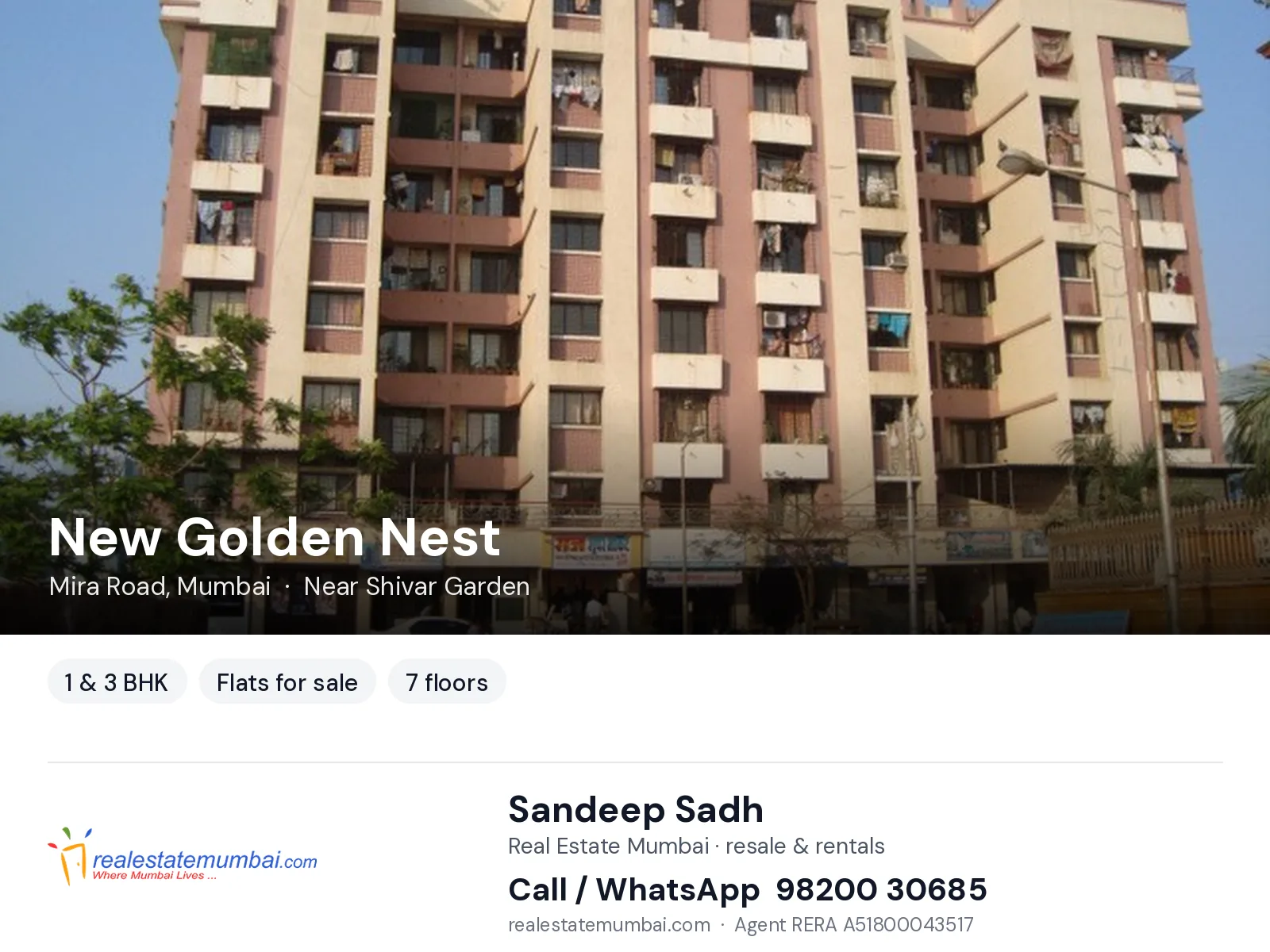 New Golden Nest, Mira Road, Mumbai — 1 & 3 BHK flats for sale | Real Estate Mumbai, Sandeep Sadh 98200 30685