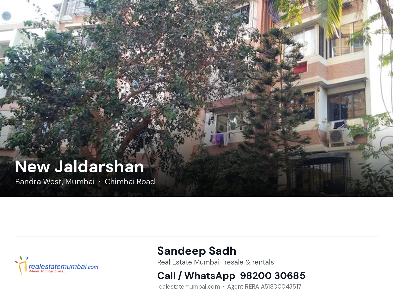 New Jaldarshan, Bandra West, Mumbai — flats | Real Estate Mumbai, Sandeep Sadh 98200 30685