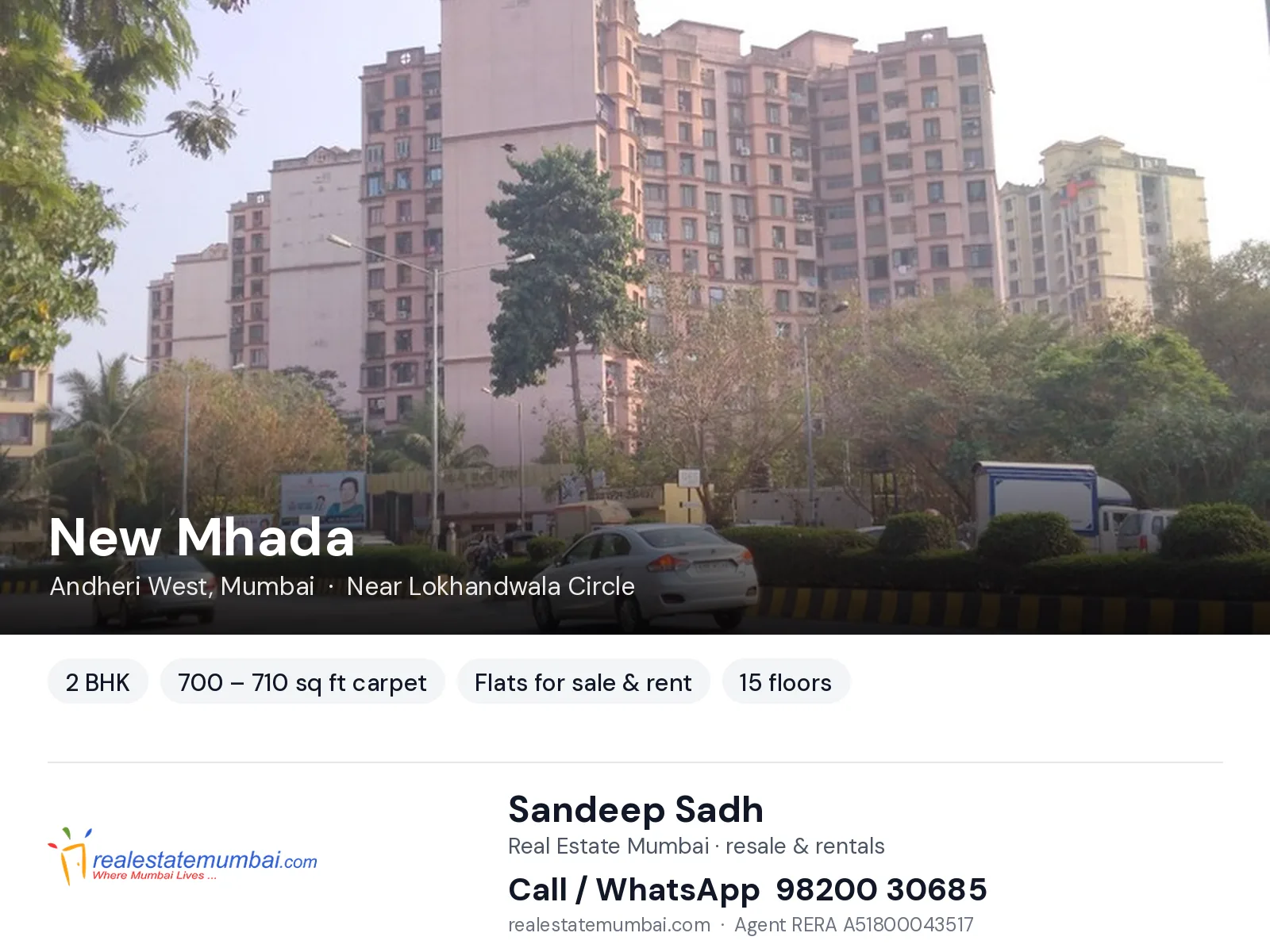 New Mhada, Andheri West, Mumbai — 2 BHK flats for sale & rent | Real Estate Mumbai, Sandeep Sadh 98200 30685