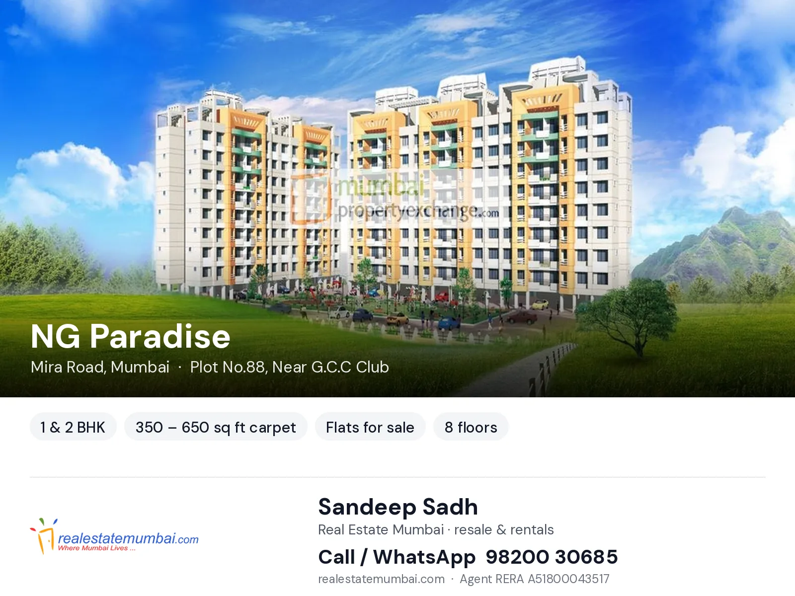 NG Paradise, Mira Road, Mumbai — 1 & 2 BHK flats for sale | Real Estate Mumbai, Sandeep Sadh 98200 30685