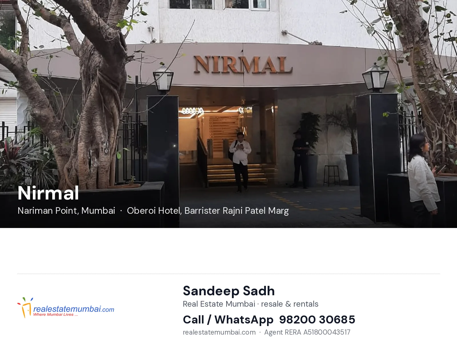 Nirmal, Nariman Point, Mumbai — flats | Real Estate Mumbai, Sandeep Sadh 98200 30685