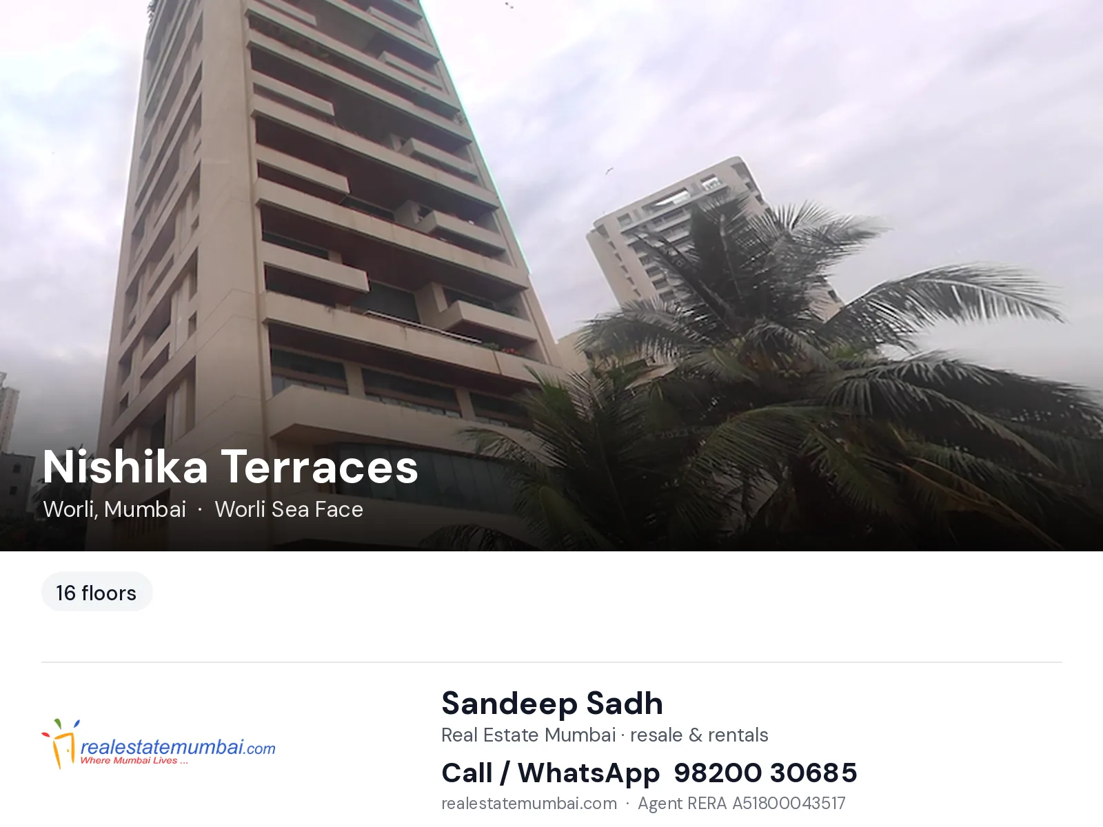 Nishika Terraces, Worli, Mumbai — flats | Real Estate Mumbai, Sandeep Sadh 98200 30685