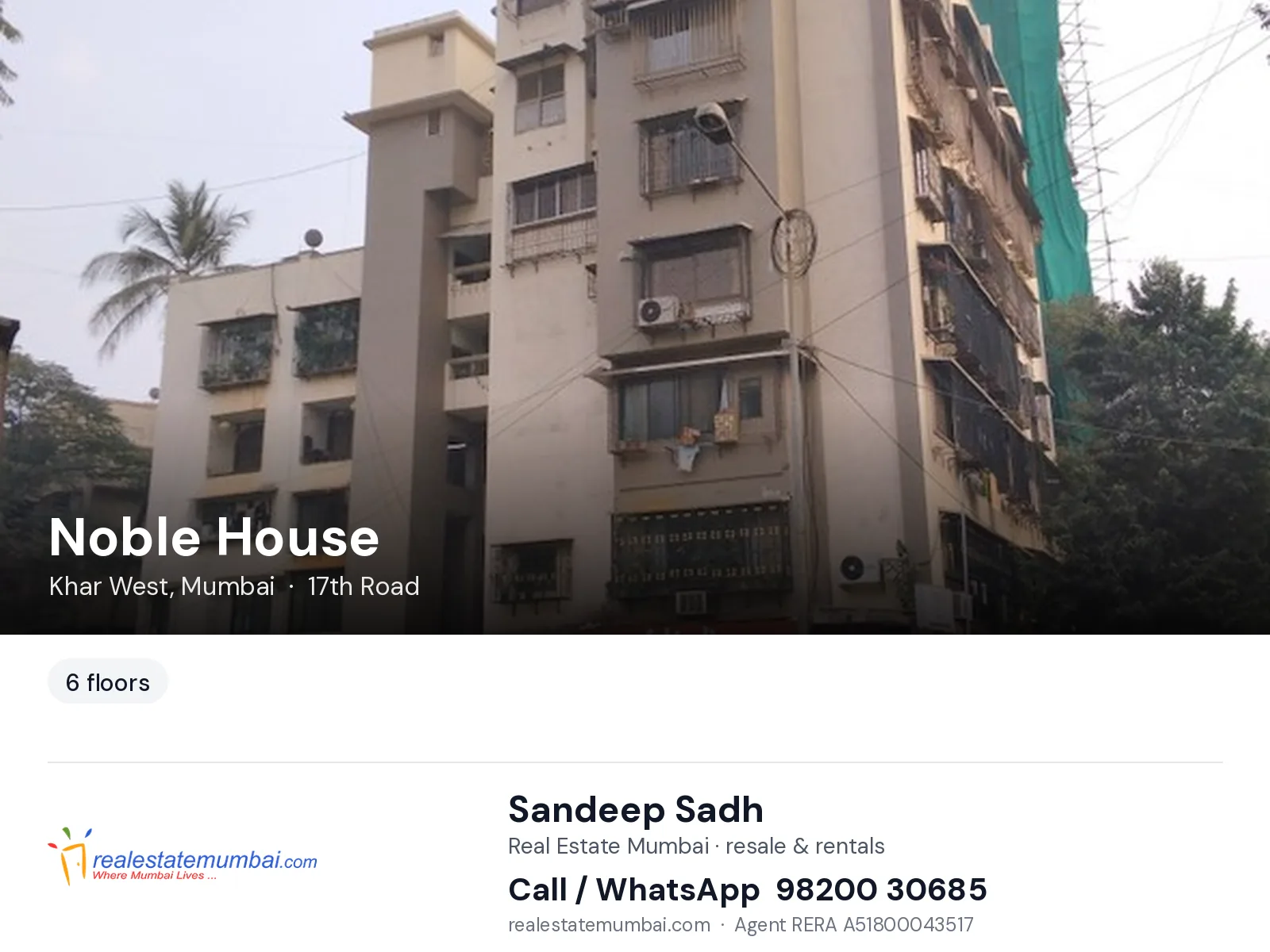Noble House, Khar West, Mumbai — flats | Real Estate Mumbai, Sandeep Sadh 98200 30685