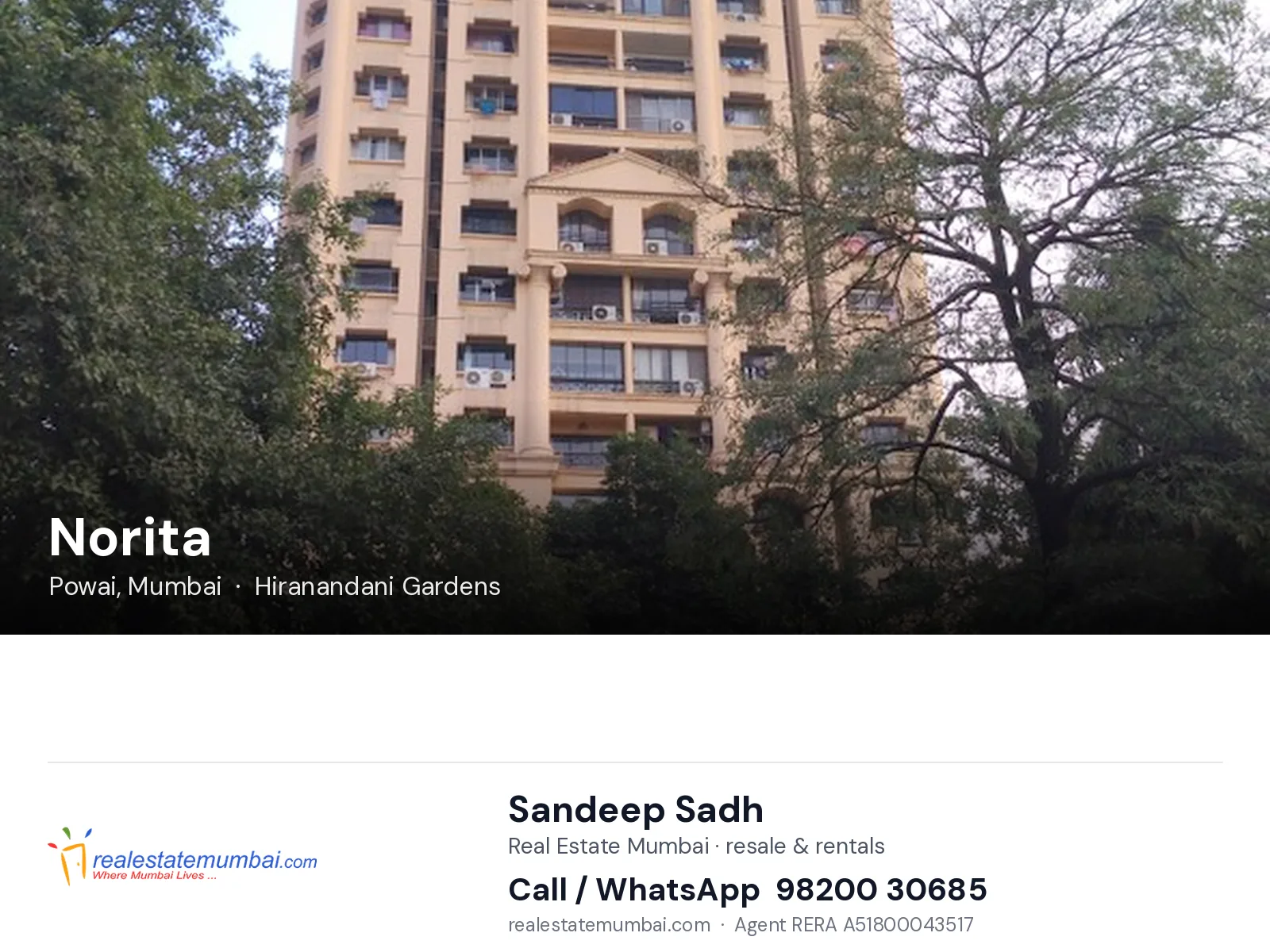 Norita, Powai, Mumbai — flats | Real Estate Mumbai, Sandeep Sadh 98200 30685