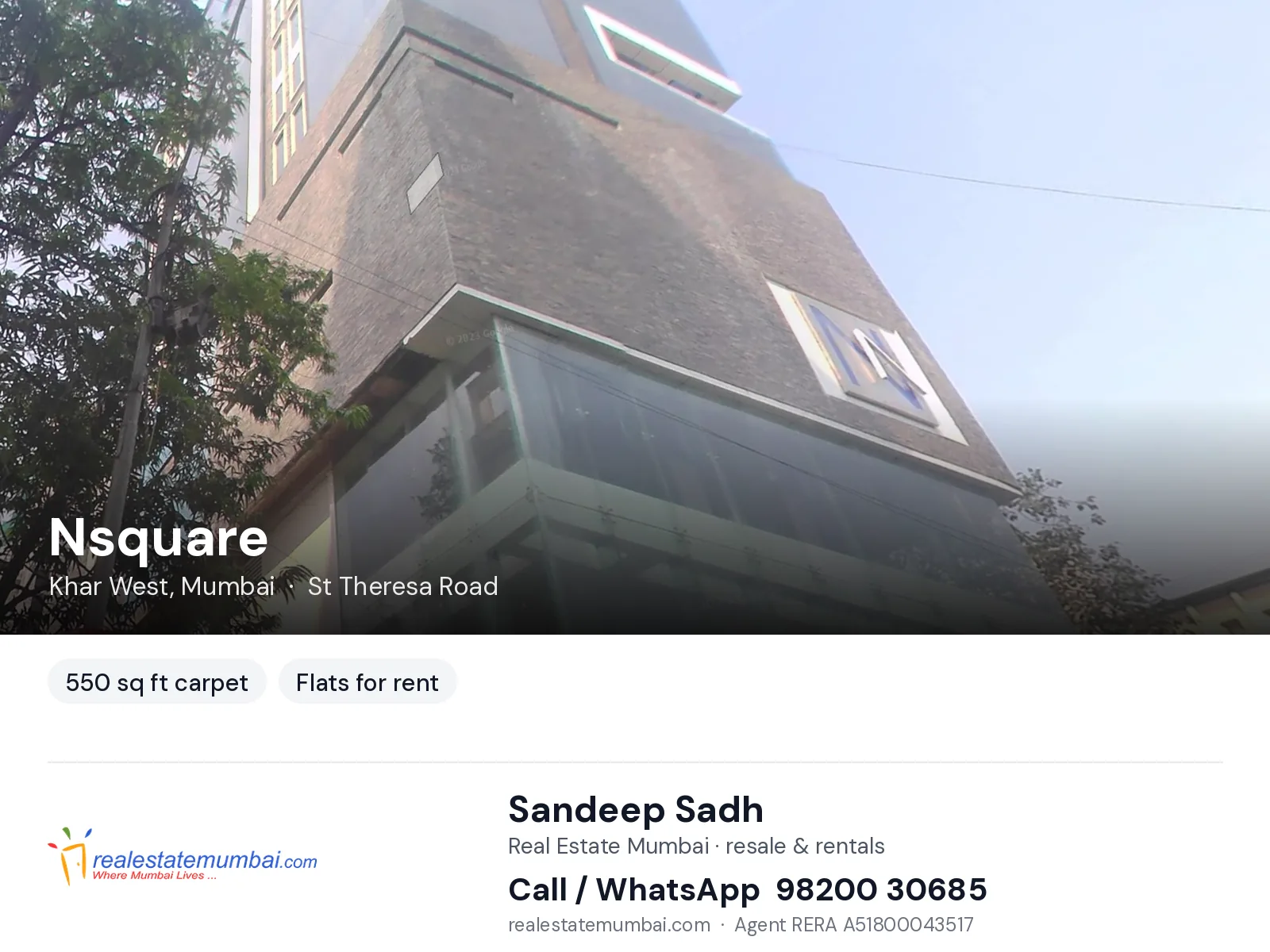 Nsquare, Khar West, Mumbai — flats for rent | Real Estate Mumbai, Sandeep Sadh 98200 30685