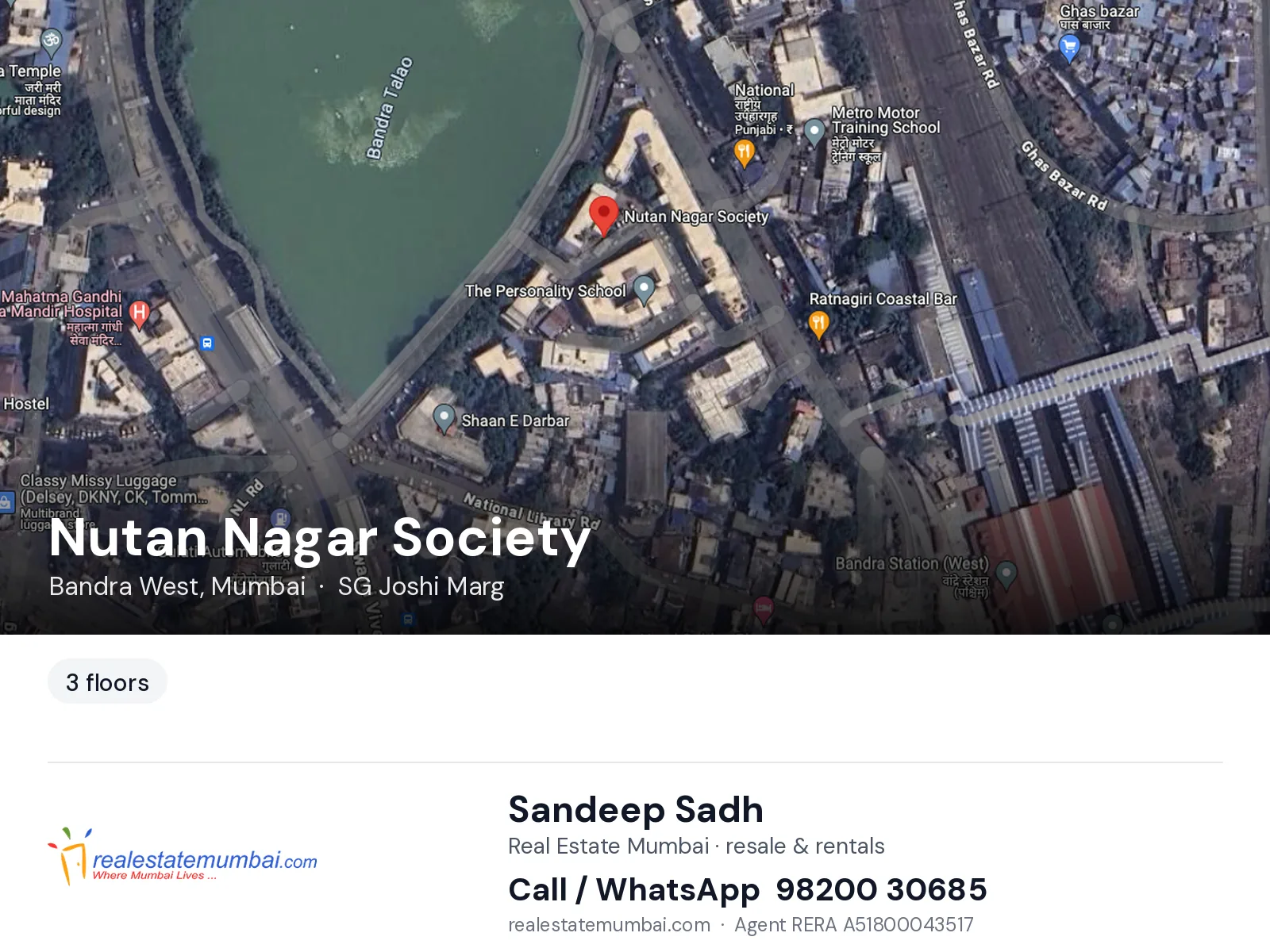 Nutan Nagar Society, Bandra West, Mumbai — flats | Real Estate Mumbai, Sandeep Sadh 98200 30685