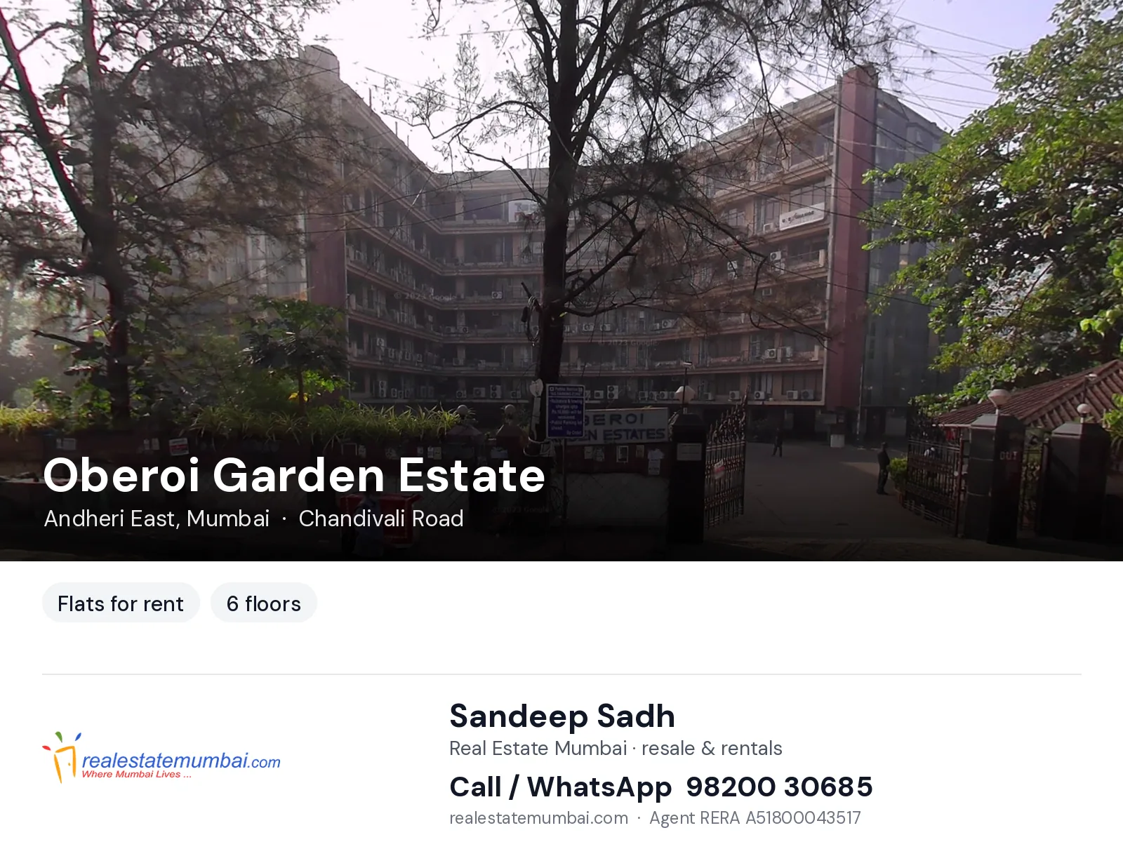 Oberoi Garden Estate, Andheri East, Mumbai — flats for rent | Real Estate Mumbai, Sandeep Sadh 98200 30685