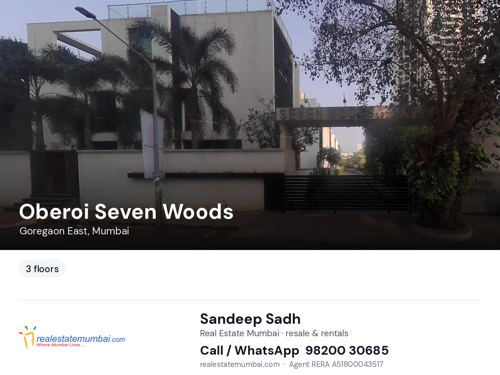 Oberoi Seven Woods, Goregaon East, Mumbai — flats | Real Estate Mumbai, Sandeep Sadh 98200 30685