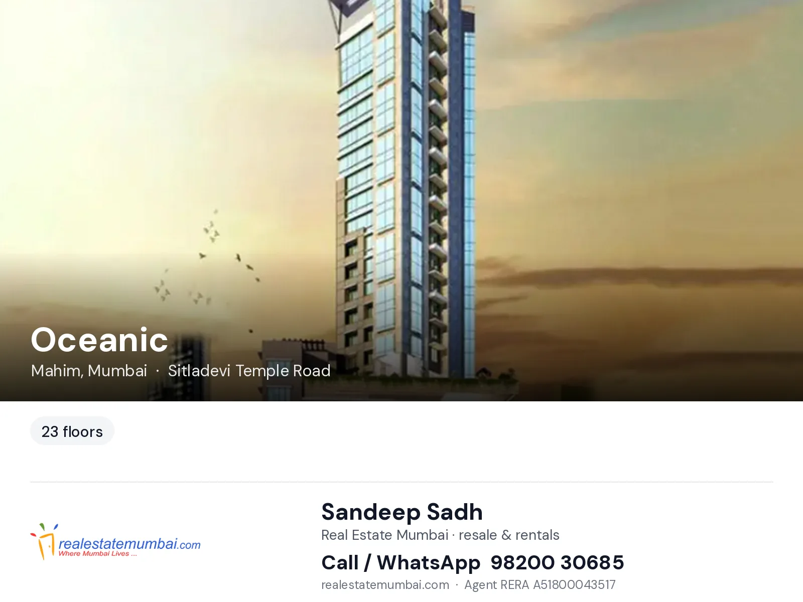 Oceanic, Mahim, Mumbai — flats | Real Estate Mumbai, Sandeep Sadh 98200 30685
