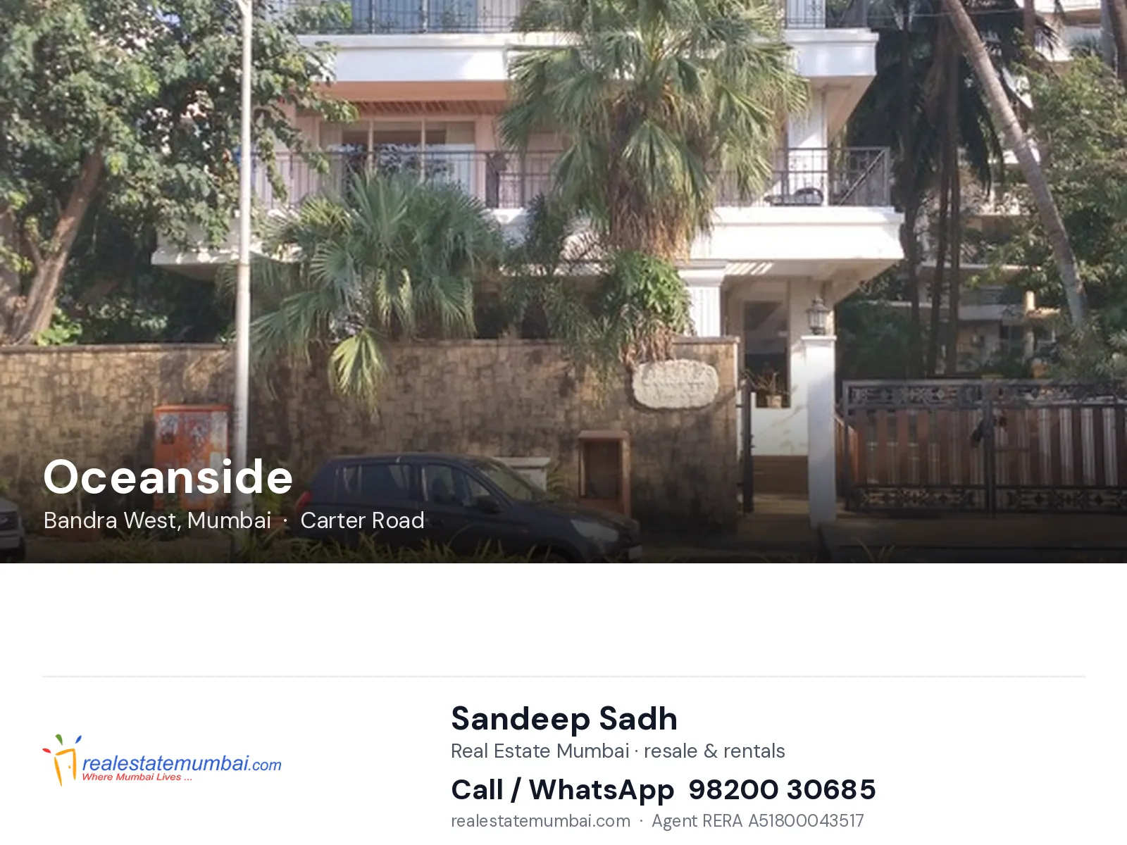 Oceanside, Bandra West, Mumbai — flats | Real Estate Mumbai, Sandeep Sadh 98200 30685