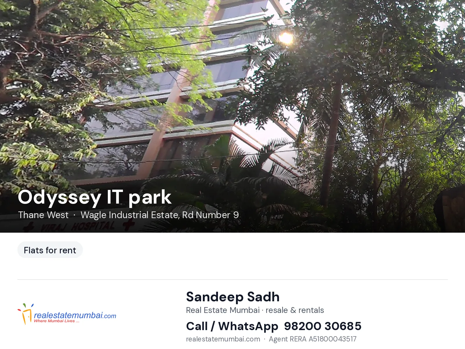 Odyssey IT park, Thane West — flats for rent | Real Estate Mumbai, Sandeep Sadh 98200 30685