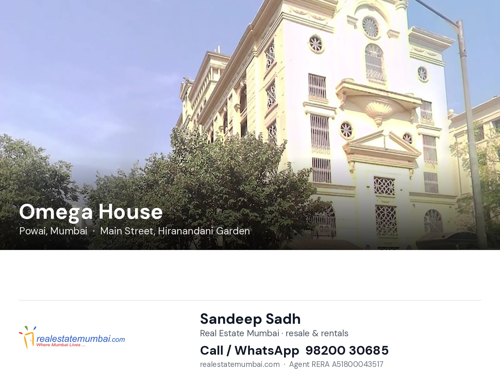 Omega House, Powai, Mumbai — flats | Real Estate Mumbai, Sandeep Sadh 98200 30685