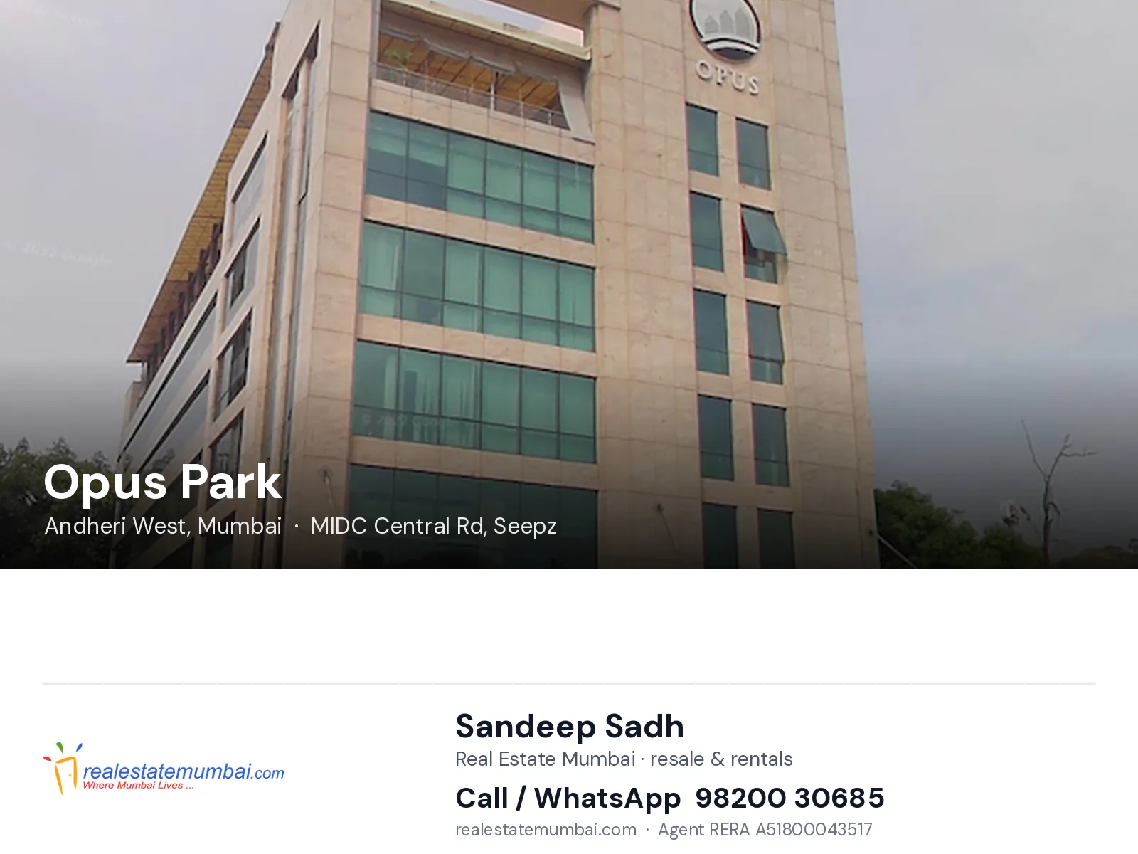 Opus Park, Andheri West, Mumbai — flats | Real Estate Mumbai, Sandeep Sadh 98200 30685