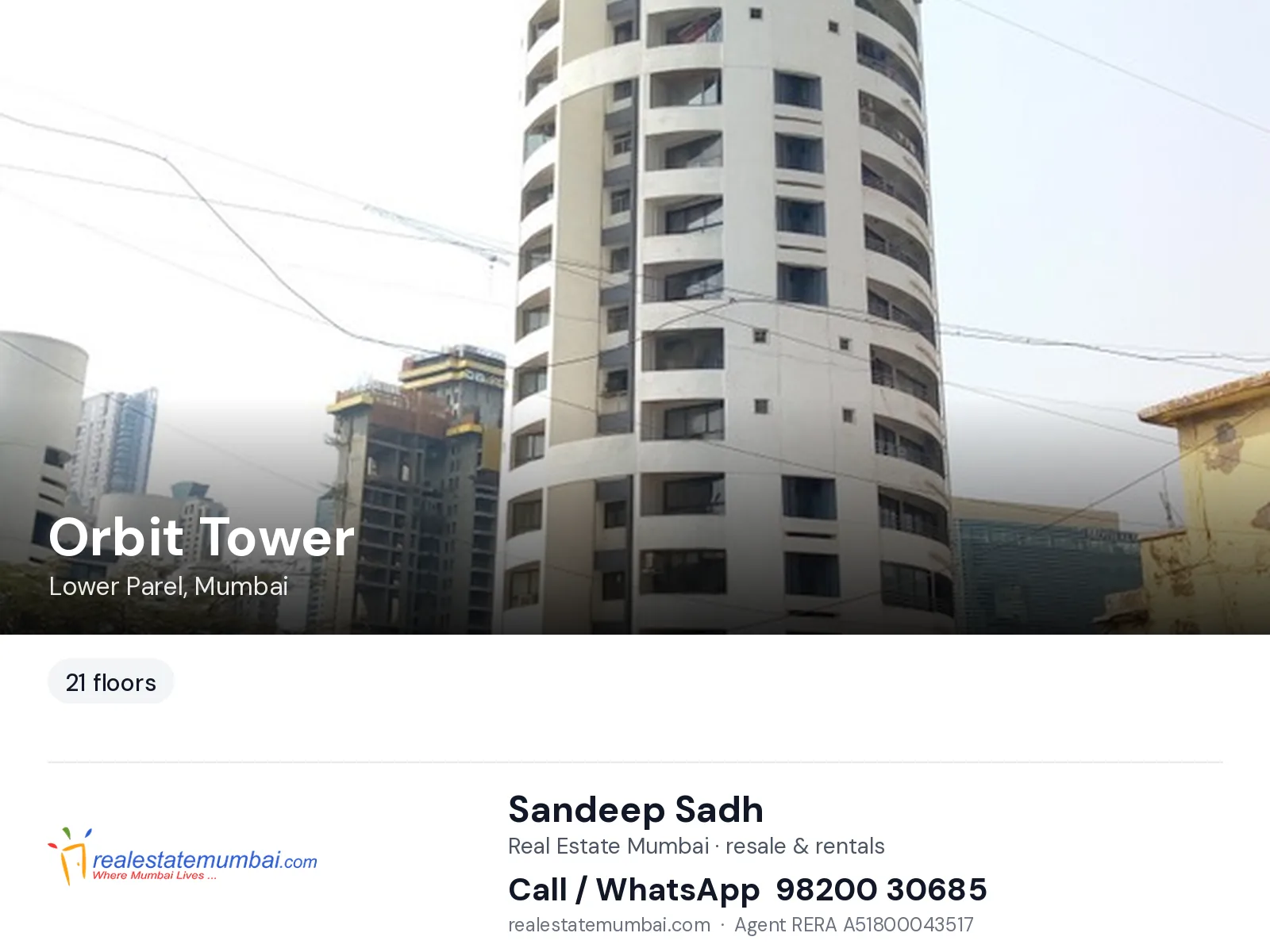 Orbit Tower, Lower Parel, Mumbai — flats | Real Estate Mumbai, Sandeep Sadh 98200 30685