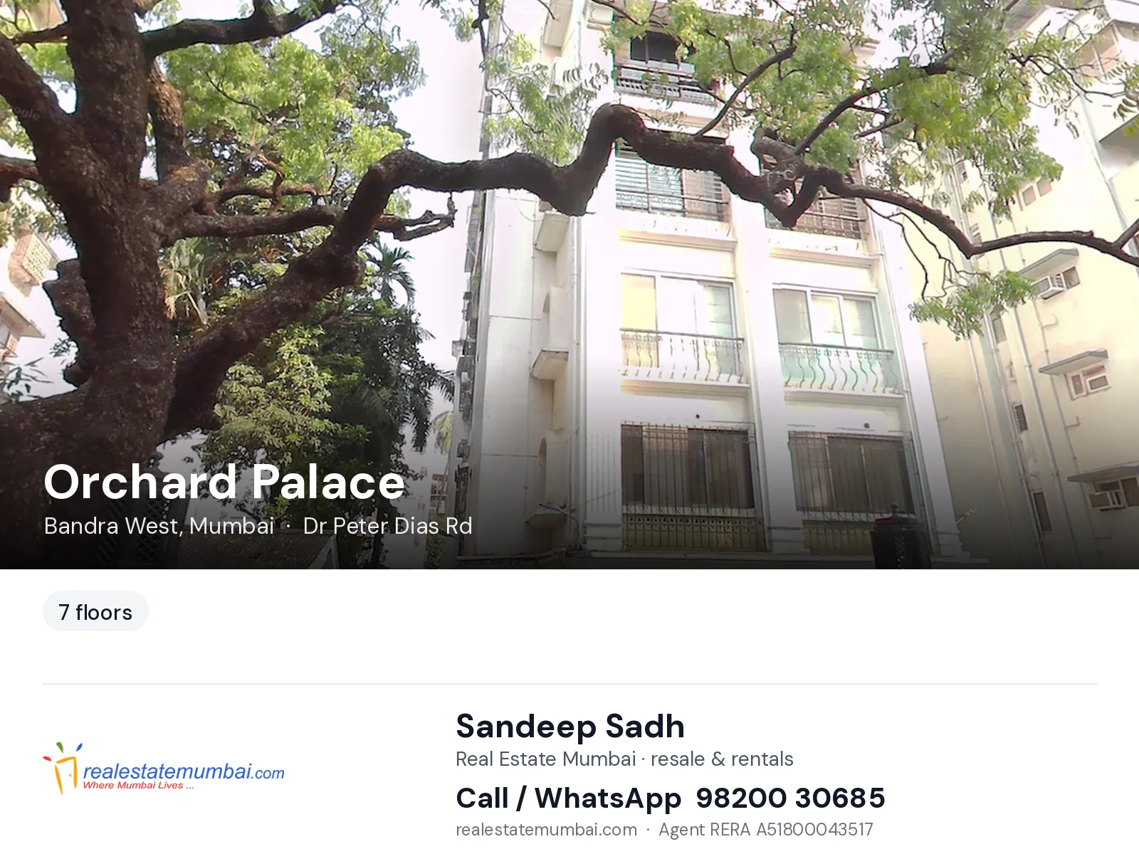 Orchard Palace, Bandra West, Mumbai — flats | Real Estate Mumbai, Sandeep Sadh 98200 30685