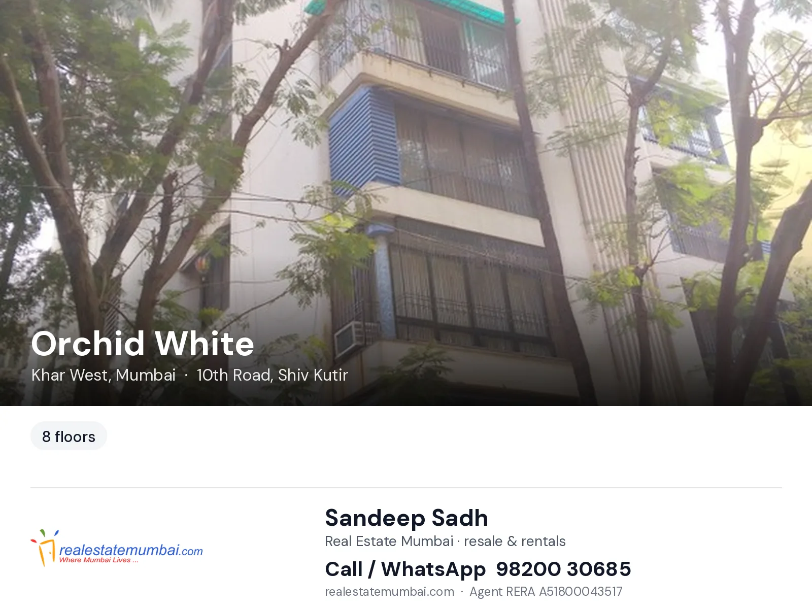 Orchid White, Khar West, Mumbai — flats | Real Estate Mumbai, Sandeep Sadh 98200 30685
