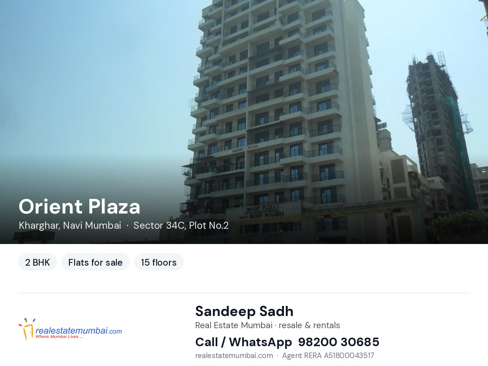 Orient Plaza, Kharghar, Navi Mumbai — 2 BHK flats for sale | Real Estate Mumbai, Sandeep Sadh 98200 30685