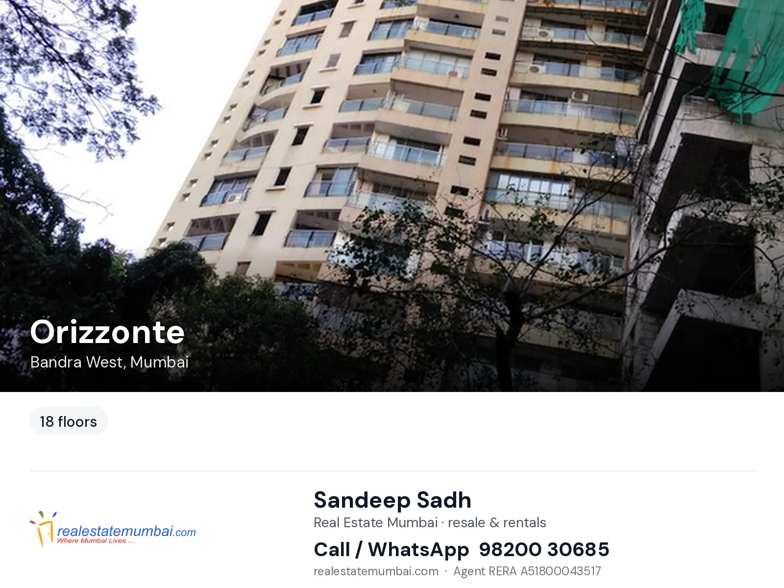 Orizzonte, Bandra West, Mumbai — flats | Real Estate Mumbai, Sandeep Sadh 98200 30685