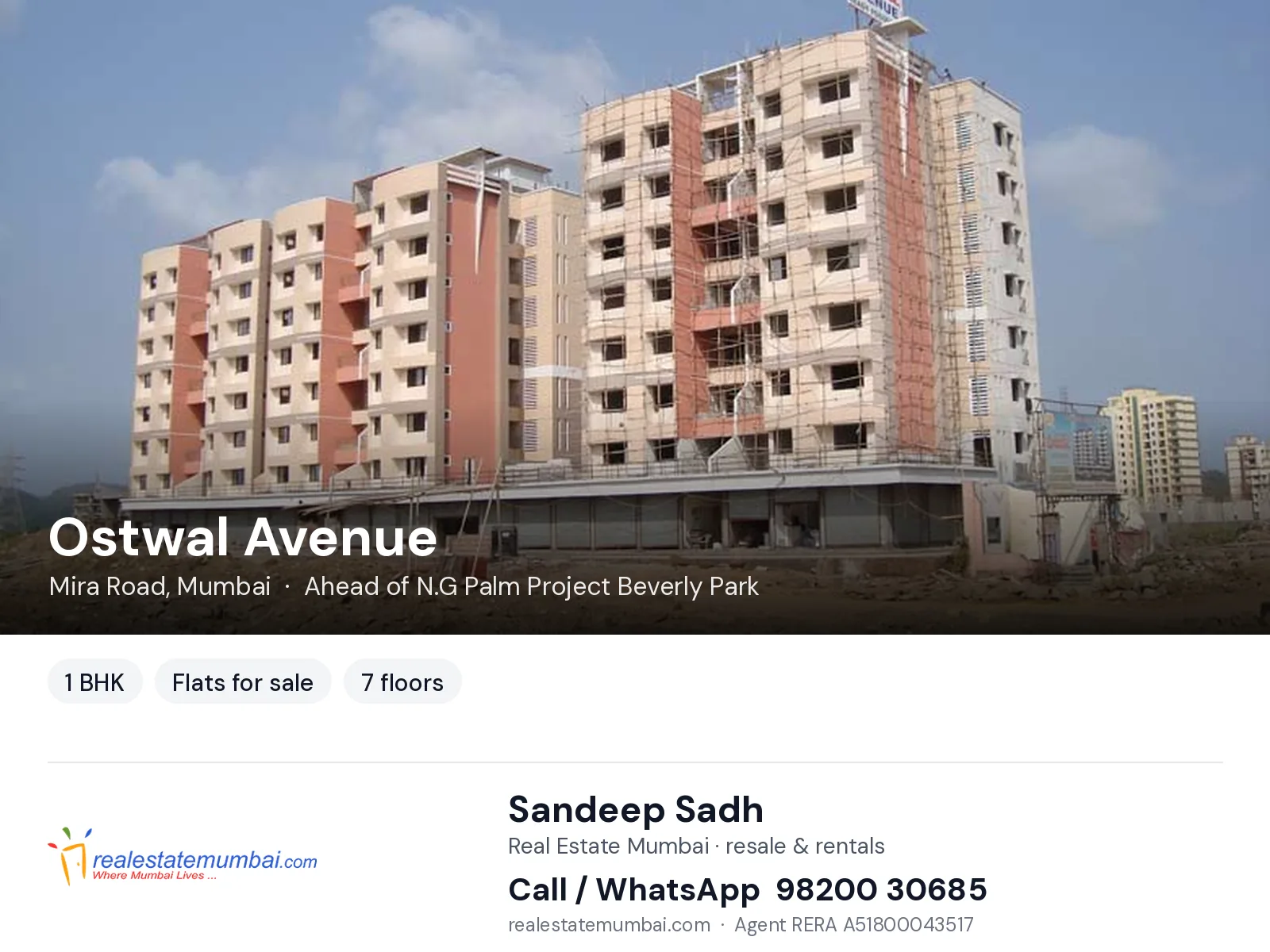 Ostwal Avenue, Mira Road, Mumbai — 1 BHK flats for sale | Real Estate Mumbai, Sandeep Sadh 98200 30685